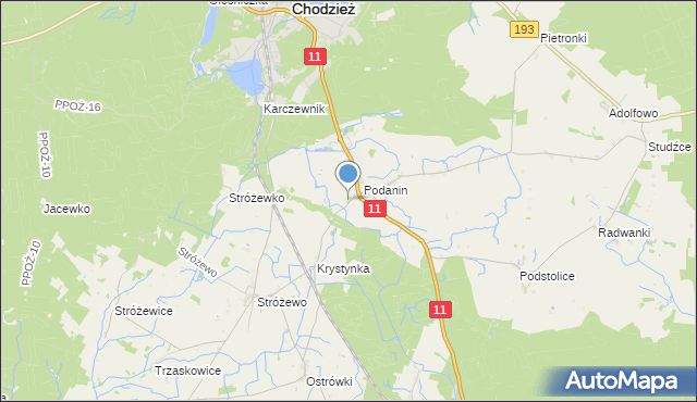 mapa Nadleśnictwo Podanin, Nadleśnictwo Podanin na mapie Targeo